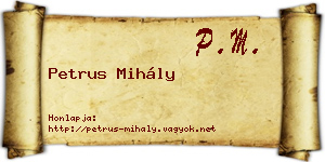 Petrus Mihály névjegykártya