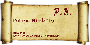 Petrus Mihály névjegykártya